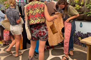 People browsing at a clothes swap