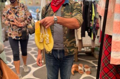Person at a clothes swap