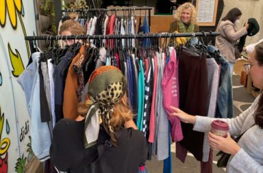 People browsing at a clothes swap