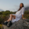 A woman wearing Veldskoen's Ranger Social Impact Boot