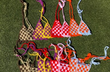Colourful crochet bikinis
